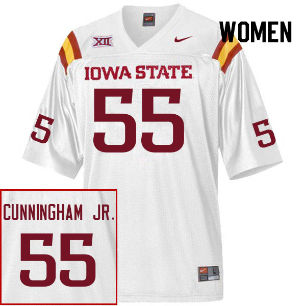 Women #55 Iowa State Cyclones College Football Jerseys Stitched Sale-White - Click Image to Close
